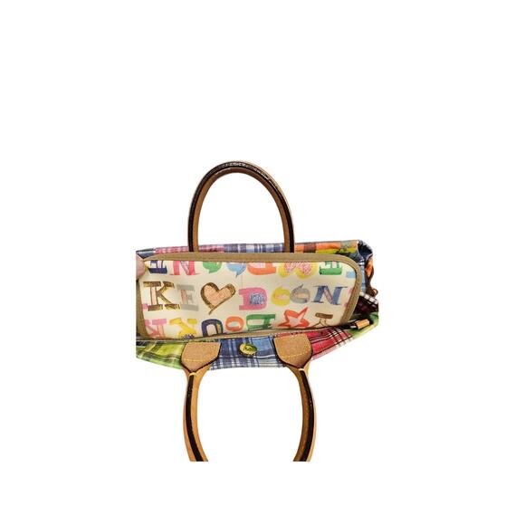 Dooney & Bourke Picnic Plaid Patchwork Tote Bag Multicolor Y2K - Picture 6 of 7